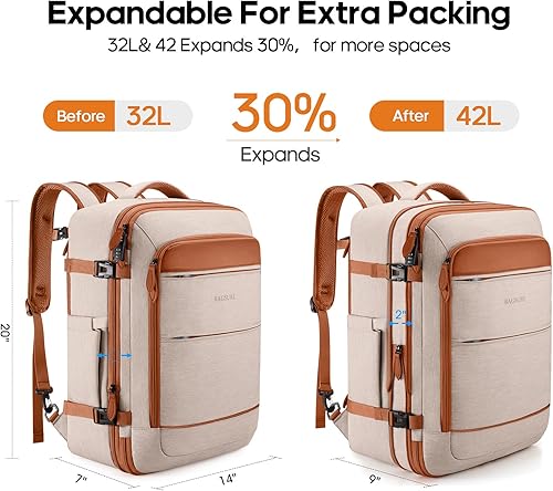 Vista 42 de Bagsure Mochila de viaje grande para mujer y hombre, Rosado, Mochila de mano