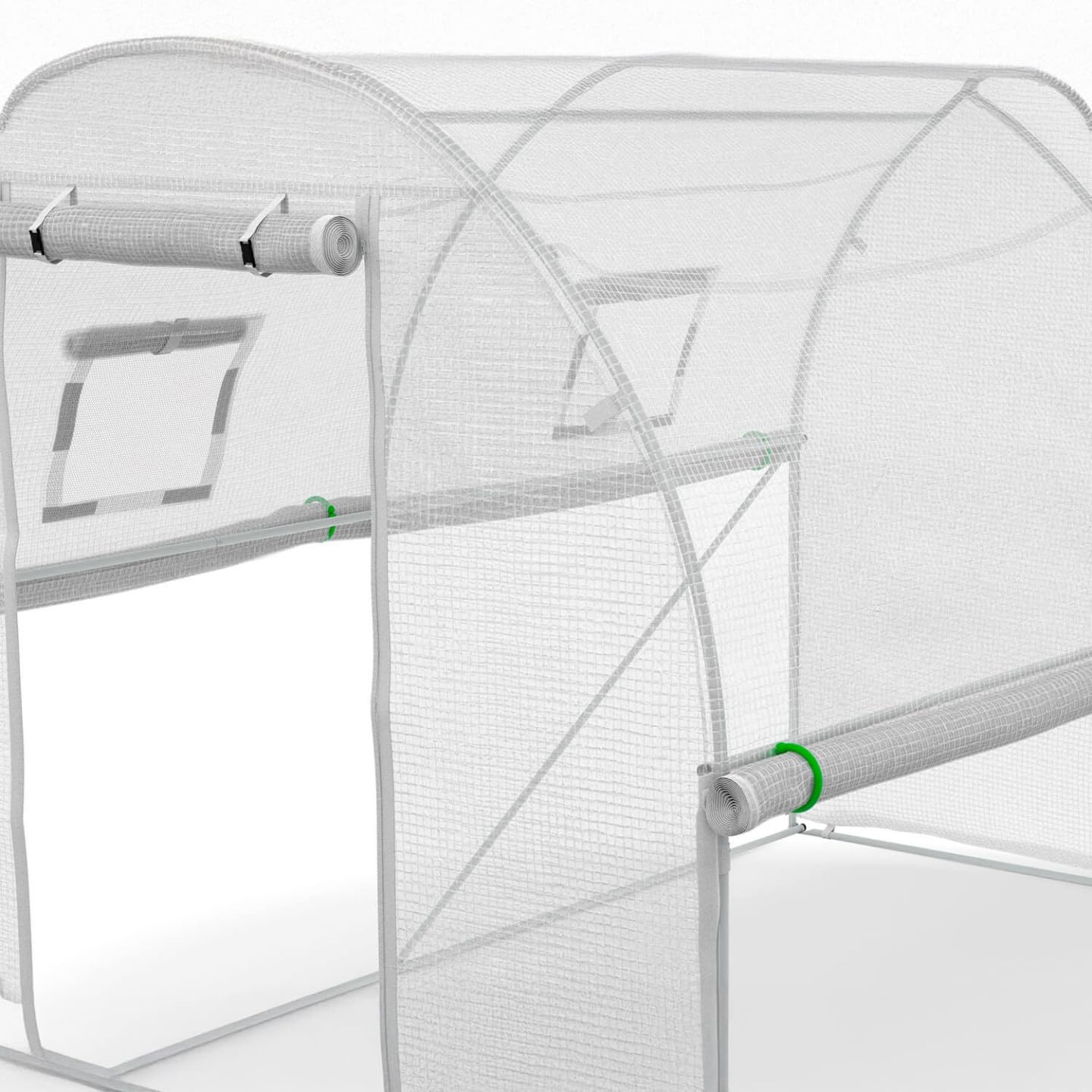 IDMarket - Serra da giardino a tunnel da 6 m², 3 x 2 x 2 m, in acciaio zincato + telo anti-UV con porta e finestre ROMA bianca, per tutte l