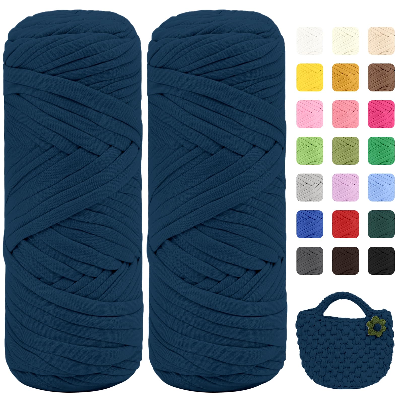 Maxee 400g T-Shirt Garn – 2 er Pack (je 200g/75m), Weiches Beilaufgarn zum Häkeln & Stricken – Farbintensiv & pflegeleicht, Ideal für Häkeltaschen/Körbe/Teppiche DIY Projekte, Handarbeiten und Deko