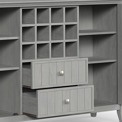 Miniatura 10 de SIMPLIHOME Bedford - Aparador de transición de madera maciza de 54 pulgadas de ancho para bufé y vino en color gris niebla, requiere montaje completo
