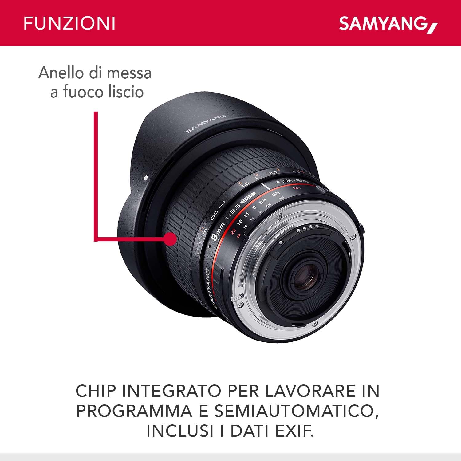 SAMYANG Obiettivo fisheye 8 mm f/3.5 UMC CS II per Nikon