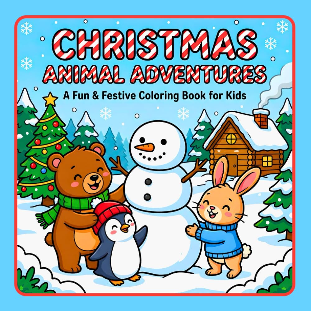 CHRISTMAS ANIMAL ADVENTURES: A Fun & Festive Coloring Book for Kids
