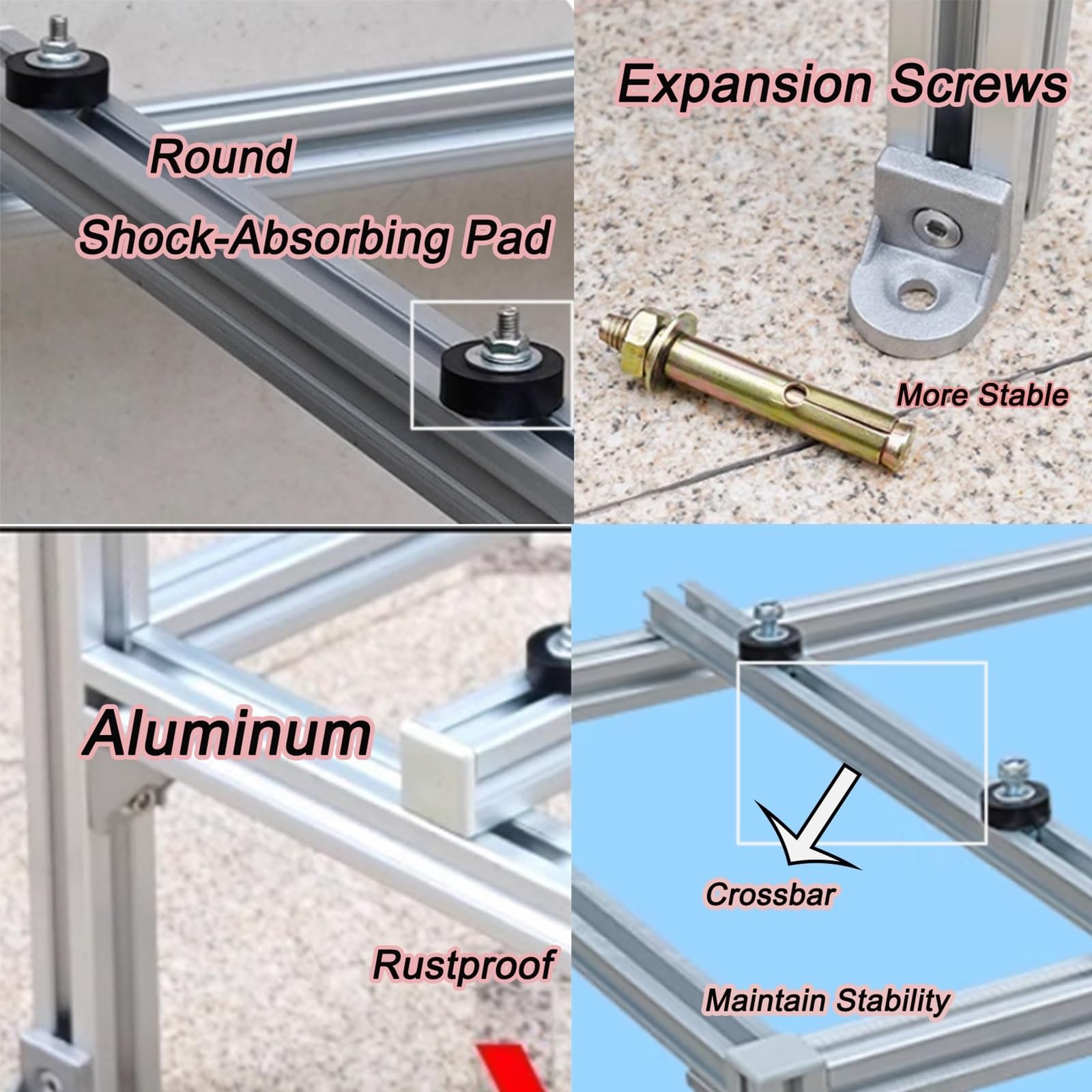 Staffe per Condizionatore Esterno Doppio Livello, Staffa di Supporto con Cuscinetti Antivibranti, Barra Trasversale, Alluminio, Utilizzabile con Sistemi Mini Split(80x40x88cm/31x16x35in)
