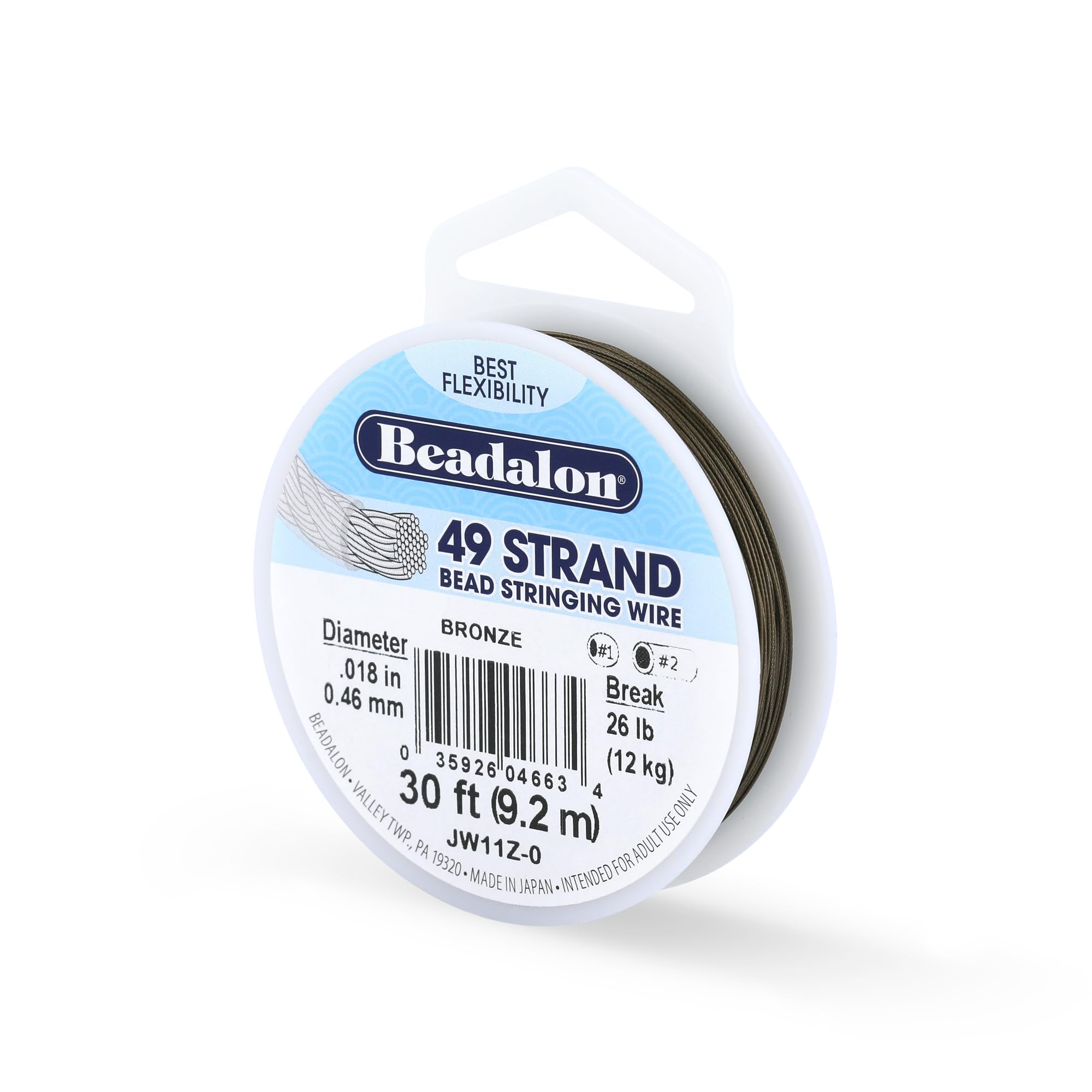Beadalon 0.46 mm Diameter 9.2 m Reel 49 Strand Wire, Bronze