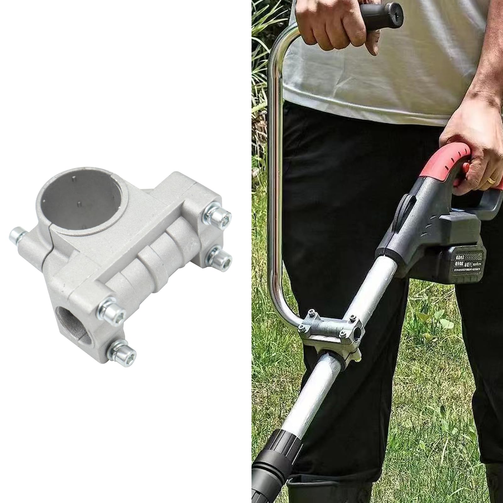 POFET Maniglia per Erbacce, Prolunga salvaschiena, Maniglia per decespugliatore, Impugnatura per Estensione Weed Wacker Trimmer Universale in Lega di Alluminio Maniglia ausiliaria per Tosaerba