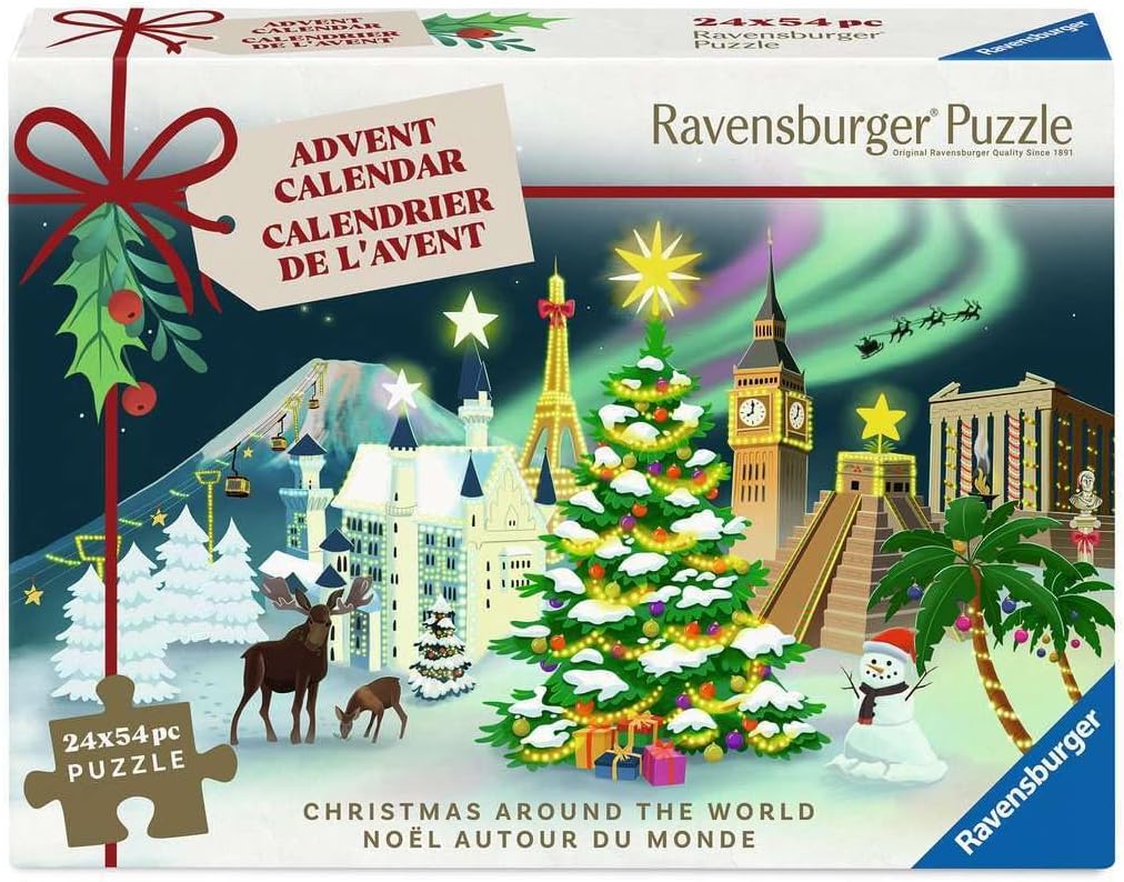 Kinderpuzzel Adventskalender met 24 puzzels van 54 stukjes