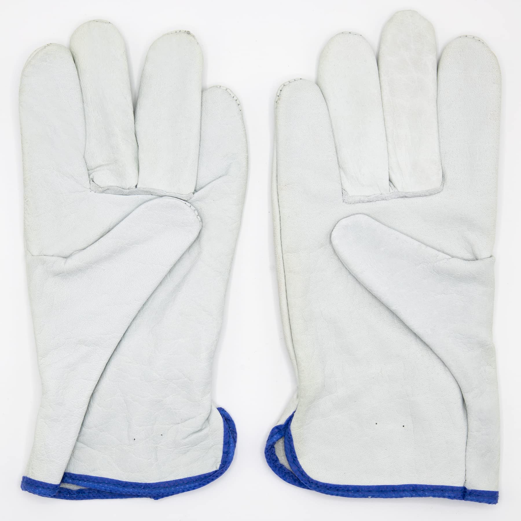 Guantes de Protección de Piel con Borrego para Fontanería, Jardinería, Soldadura y Mecánica, Guantes Piel Flor Vacuno Natural, Guantes de Trabajo en Cuero, Tallas 8 a 10 en 6 o 12 pares
