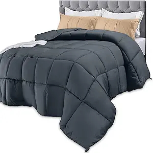 Utopia Bedding Comforters Twin Size, All Season Duvet Insert, Down Alternative Box Stitched Bed Comforter with Corner Tabs, Machine Washable (Grey)