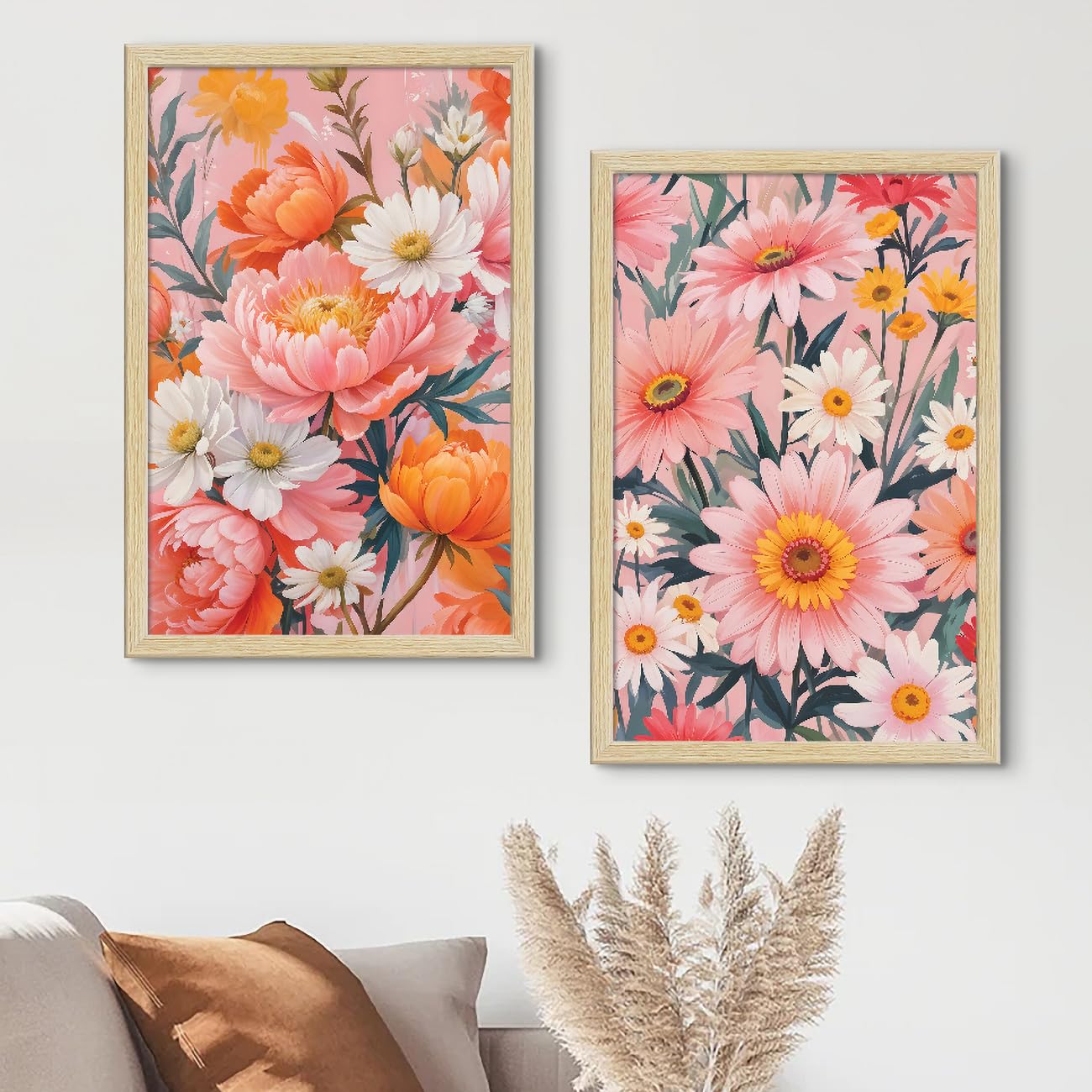 ArtX Paper Floral Art Paintings with Frame for Home Decor, Wall Painting for Living Room, Multicolor, Natural Wood Color Frames, Set of 2 (B0DG5RWDCM) Amazon Price History, Amazon Price Tracker