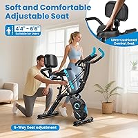 Vista 4 de Bicicleta estática plegable, bicicletas estacionarias multifuncionales para interiores para el hogar con resistencia magnética de 8 niveles