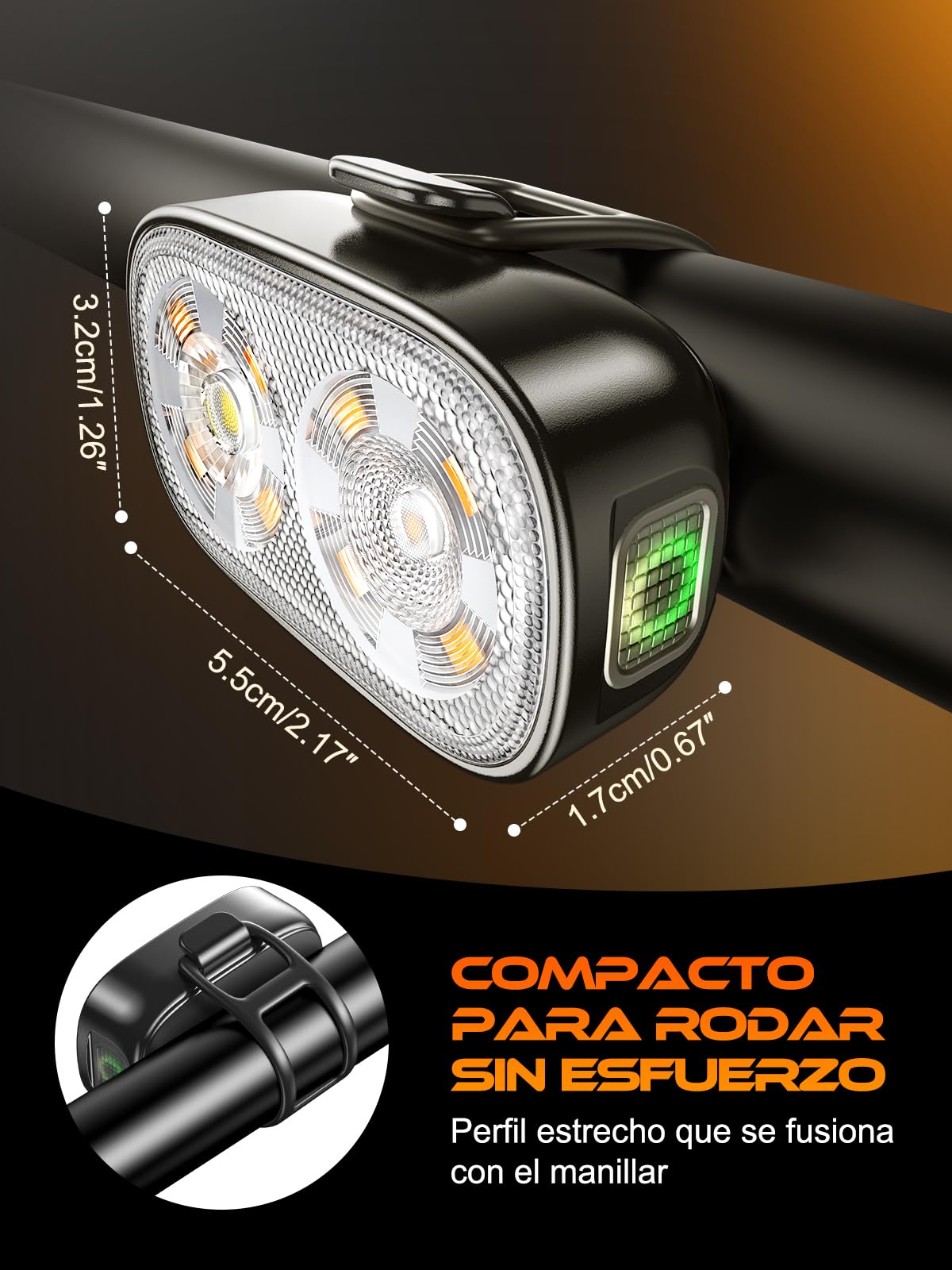 ISEYOU Luz Bicicleta Delantera, Súper Delgado Luces Bicicleta Delantera y Trasera USB-C Recargable, 5+6 Modos y IP65 Impermeable, Fácil de Montar, Ideal para Ciclismo de Montaña y Carretera Nocturna