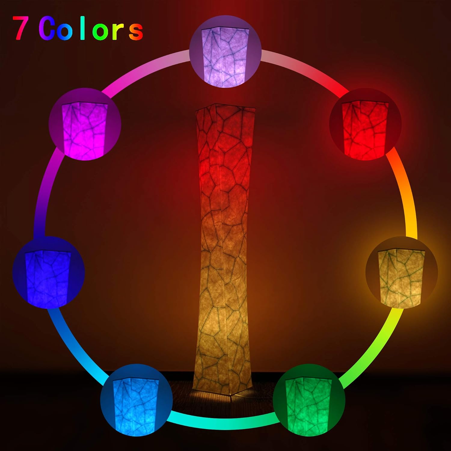 Flash Deals - 60% OFF Floor Lamp, chiphy 64 dimmable Tall Lamp, 7 Colors Changing LED Bulbs and 10 Levels Adjustable Brightness and Color Temperature, Marble Fabric Shade, Remote Control, for Living Room, Play Room