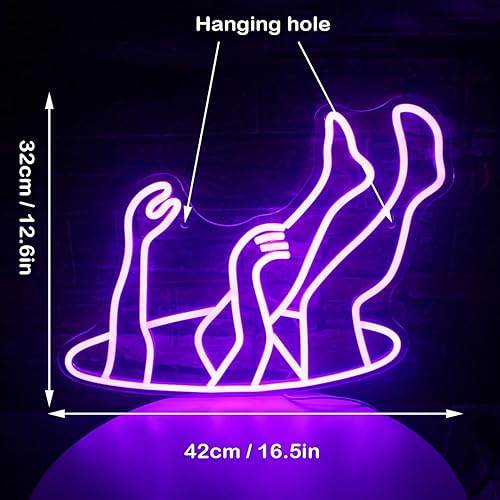 Miniatura 2 de WLHOPE Falling Man - Letrero de neón con luz de neón LED morado para decoración de pared, letrero de luz de neón USB para dormitorio, hogar, bar,