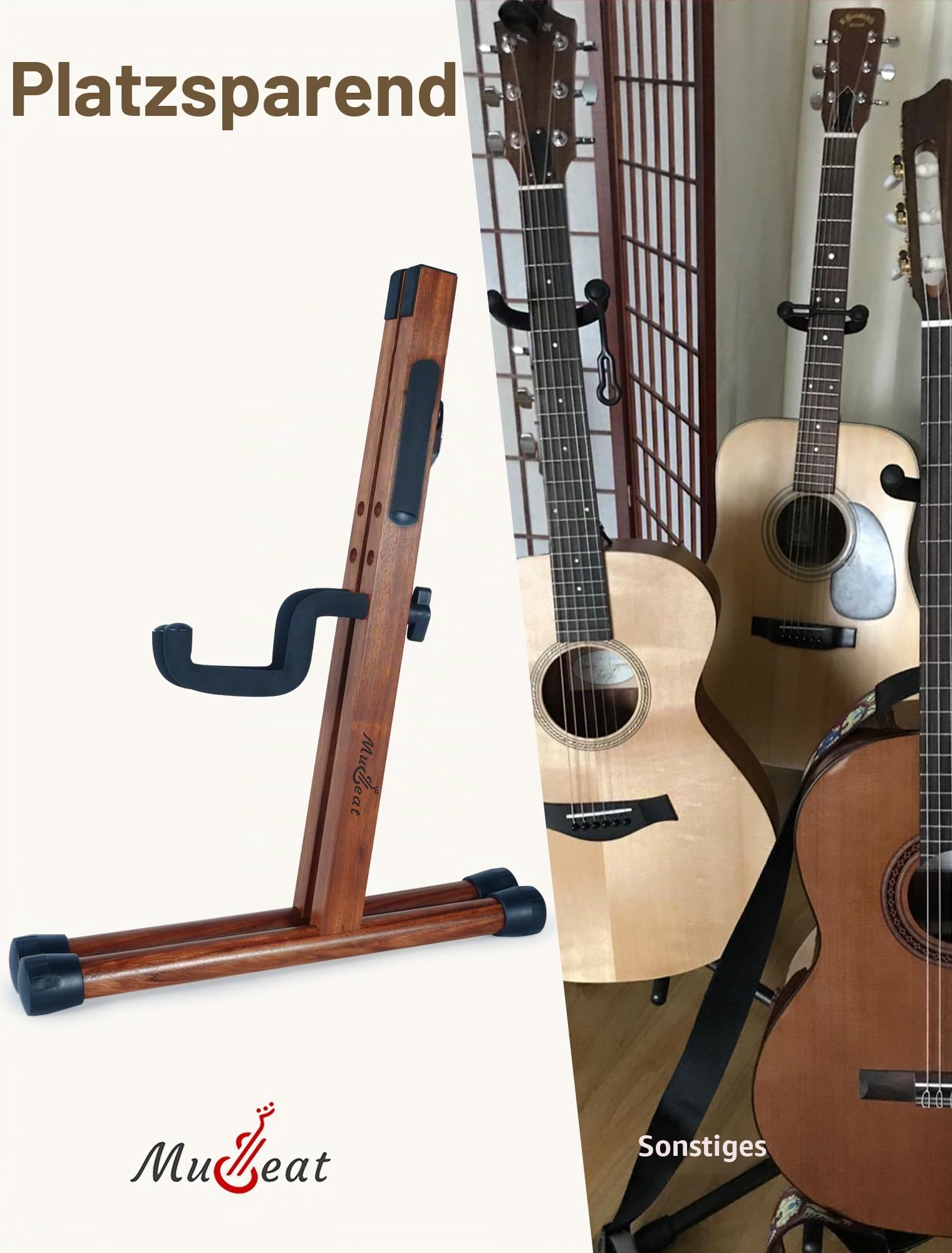 Universal E-Gitarrenständer, A-Form Bassständer mit Kippschutz & EVA-Polstern, E-Bass Halter passend für Kelly, Rhoads, Firebird, Explorer, Strandberg & extreme Formen, für Studio & Bühne