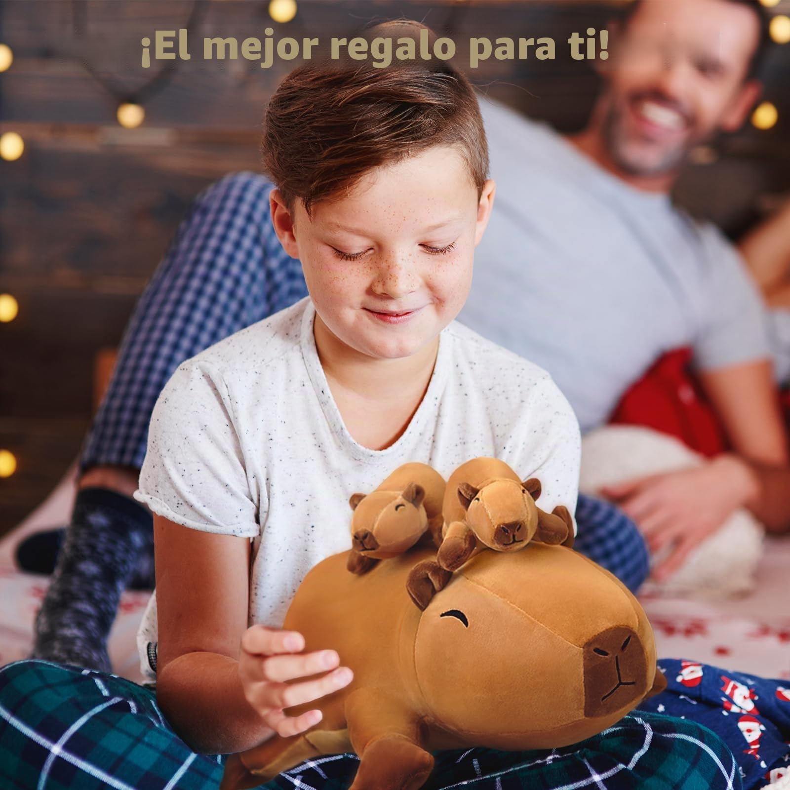 SQEQE Capybara de Peluche Animal de Peluche con 4 bebés, Lindos Animales de Peluche de Capybara Almohada de Peluche Suave Regalos de cumpleaños para niñas y niños