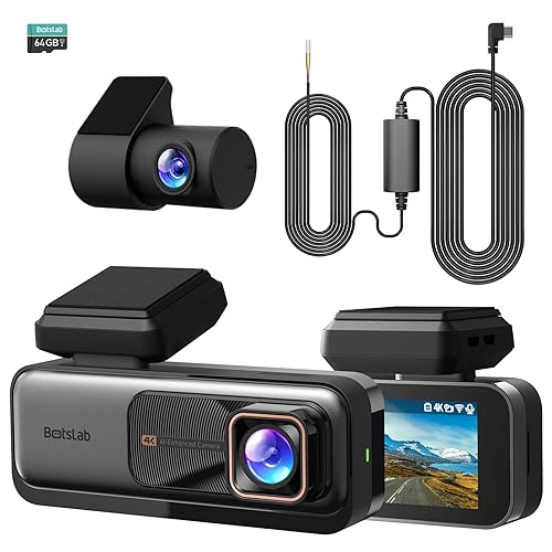 BOTSLAB 4k Dash Cam Front and Rear, 24/7 Parking Monitor with Hardwired Kit, 170° Ultra Wide Dashcam, ADAS, IMX415 Sensor, Night Vision, WDR, Loop Recording, 5G/2.4G WiFi & GPS, Free 64GB Card - Silver