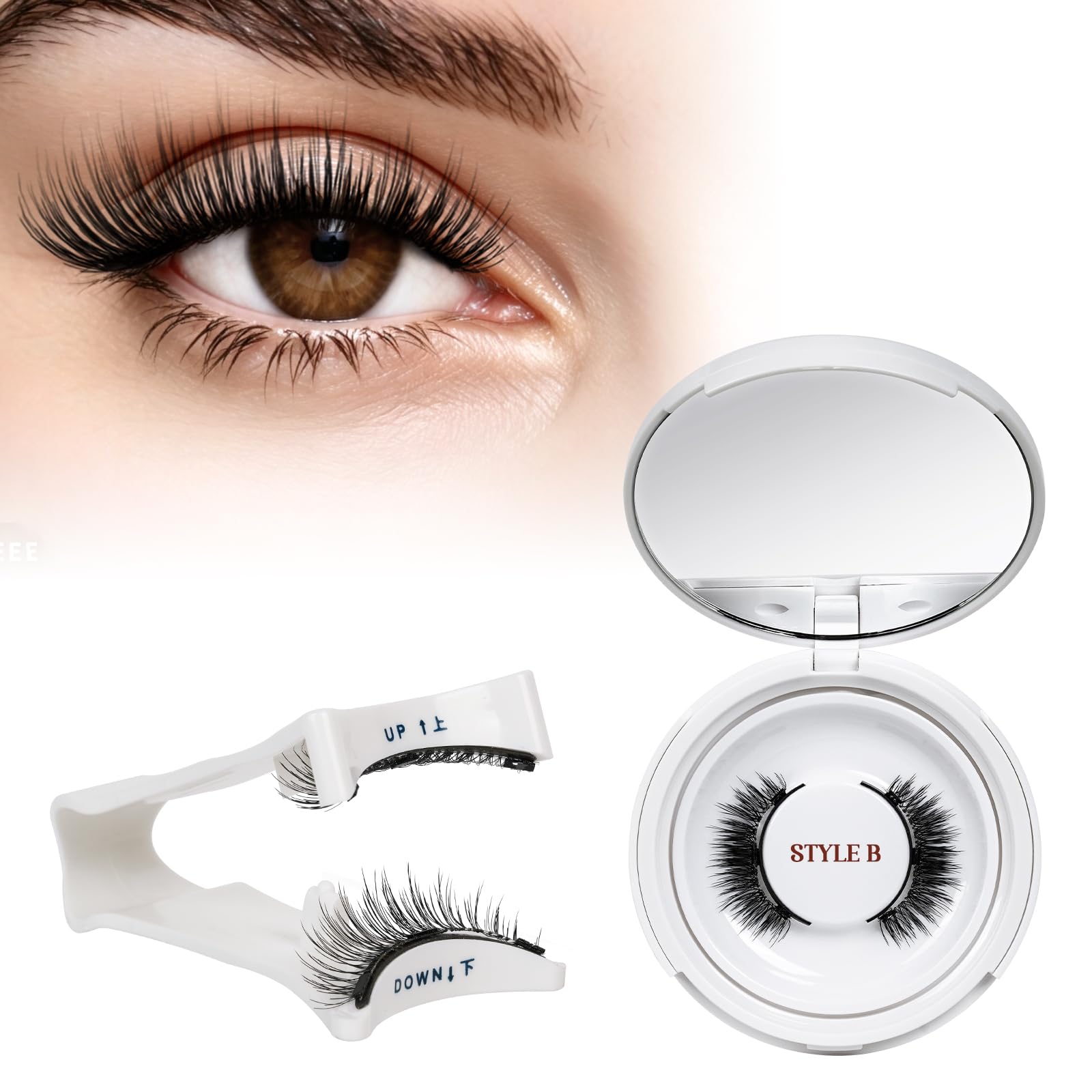 Ciglia Magnetiche Naturali, Ciglia Finte Magnetiche riutilizzabili con applicatore, non c'è bisogno di colla magnetica per Ciglia QUEWEL facile da indossare e rimuovere （Style B 07)