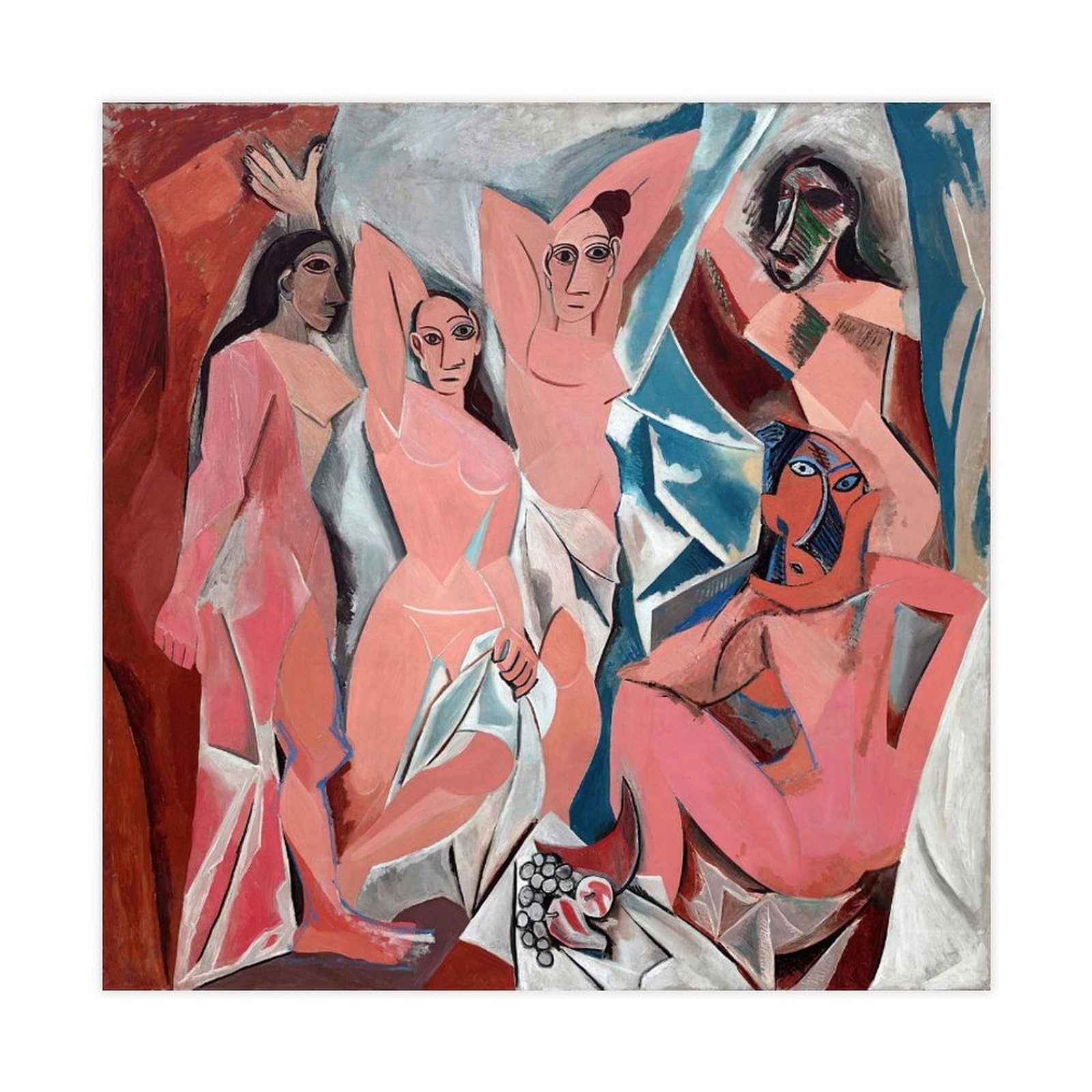WCYB Póster de Pablo Picasso de Las Jóvenes Damas de Aviñón El burdel de Aviñón, impresiones en lienzo, pinturas decorativas para pared, sin marco, 61 cm de largo x 61 cm de ancho