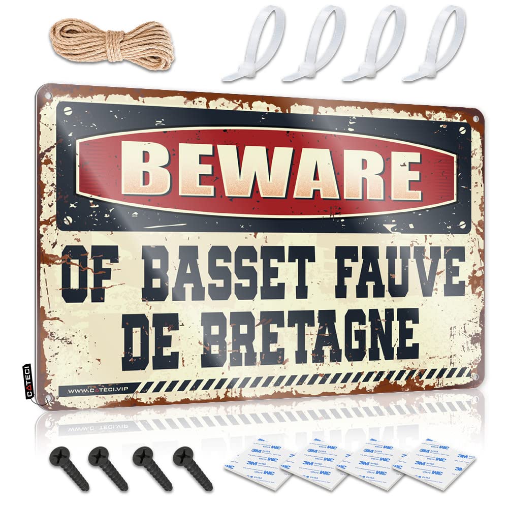 Tin Metal Bar Signs Beware Of Basset Fauve De Bretagne Tin Sign Funny Kitchen Tin Signs Bar Sign For Outdoor Bar(20X30CM)