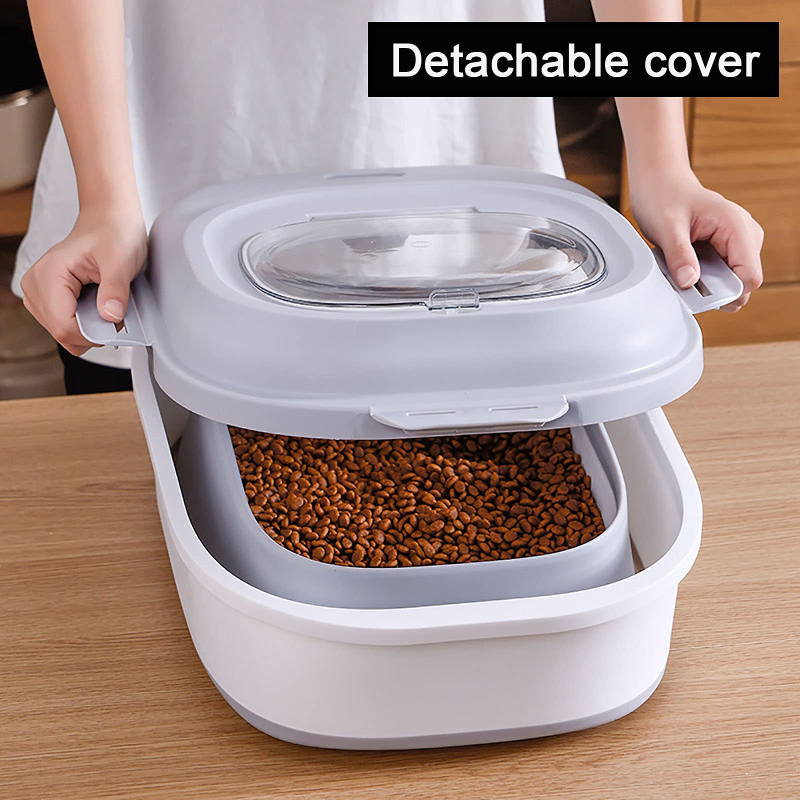 Aufbewahrungsbehälter für Hundefutter, zusammenklappbar, mit transparentem Deckel, 22,7 kg, auslaufsicher, für Zucker, Reis, Müsli, Haustiere, Katzen, Hunde, Katzen und andere Haustiere, Grün