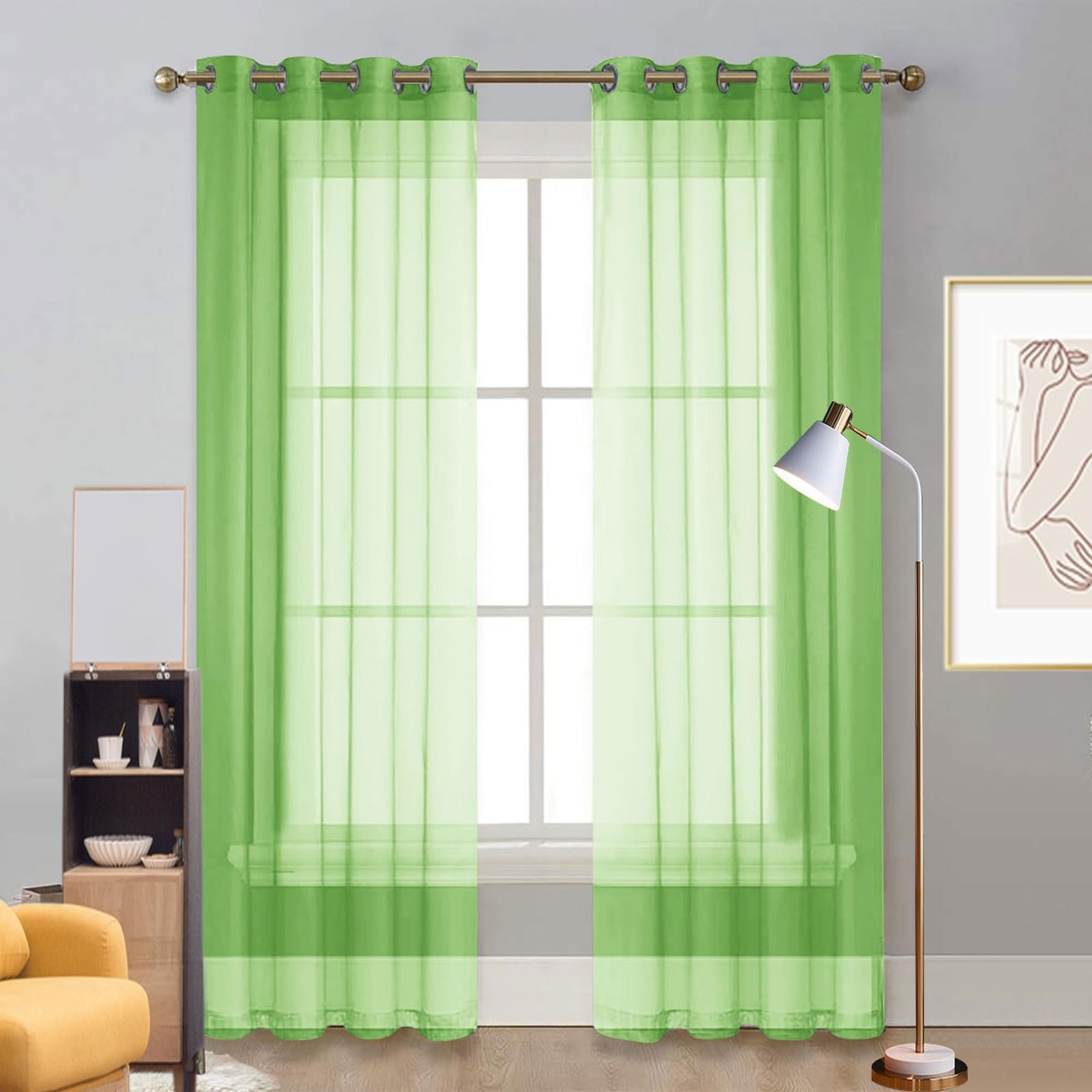 Rideau semi 75 x 250 cm vert pour une ambiance douce sur la terrasse