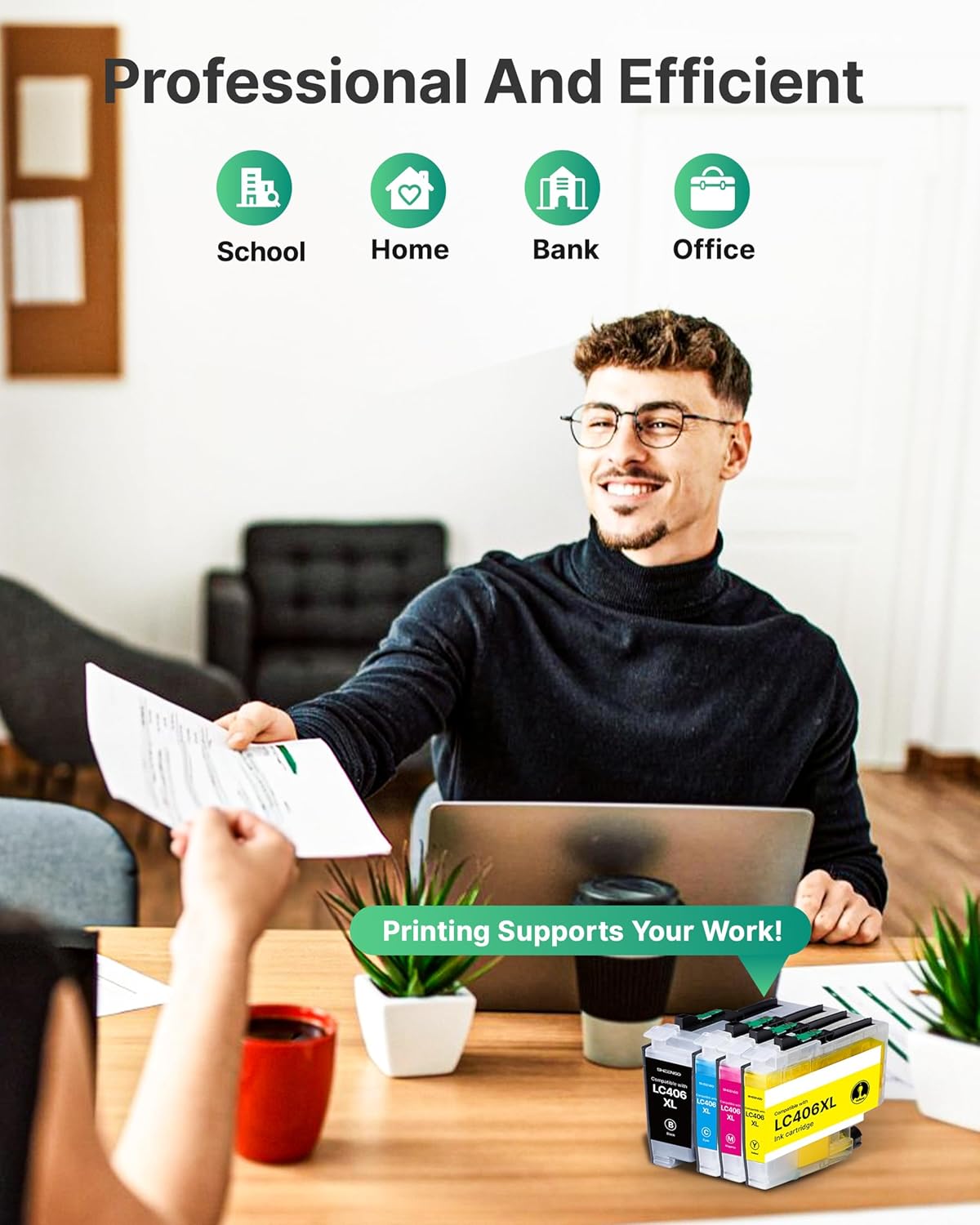 LC406XL LC406 Ink Cartridges for Brother Printer Replacement for Brother LC406 Ink Cartridges LC406 XL LC 406 for Brother MFC-J4335DW MFC-J5855DW MFC-J6555DW MFC-J4535DW MFC-J6955DW MFC-J4345DW, 4P