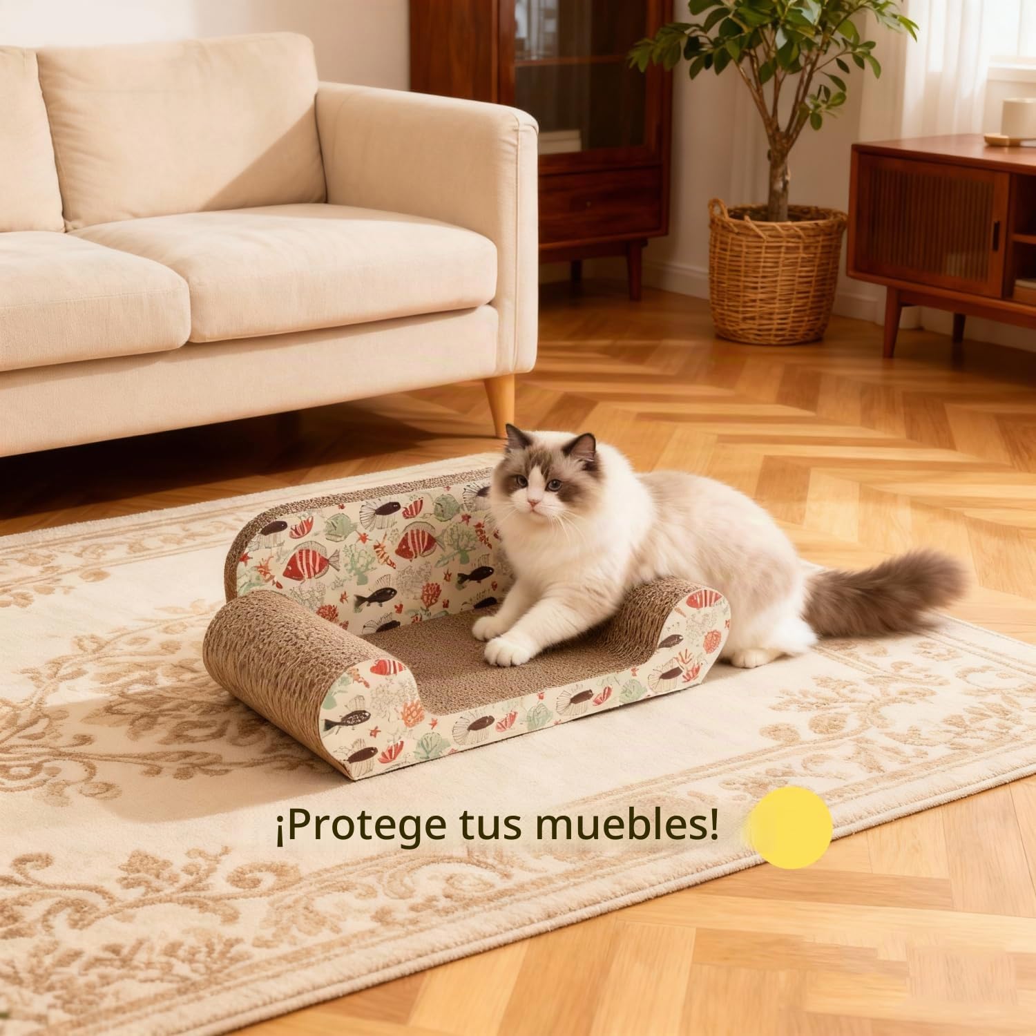 Nobleza - Rascador para Gatos, Cartón Ondulado Resistente, Doble Cara, Reciclable con Hierba Gatera, 54*26*20cm, Sofá Rascador para Gatos de Interior