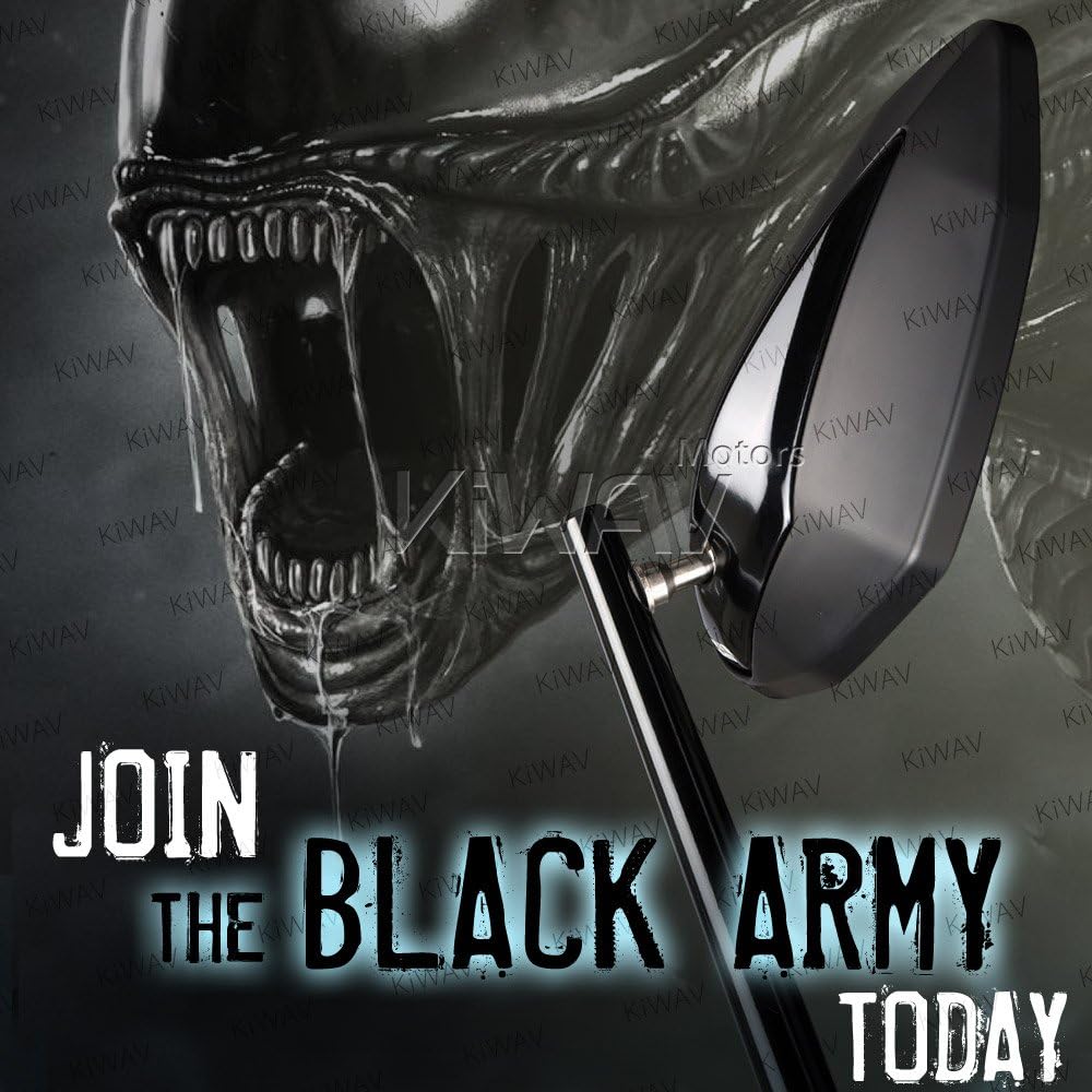 KiWAV Magazi Venom Rear View Side Mirrors Dual Black M10 Metric and 5/16 Inch compatible for Motorcycle Universal