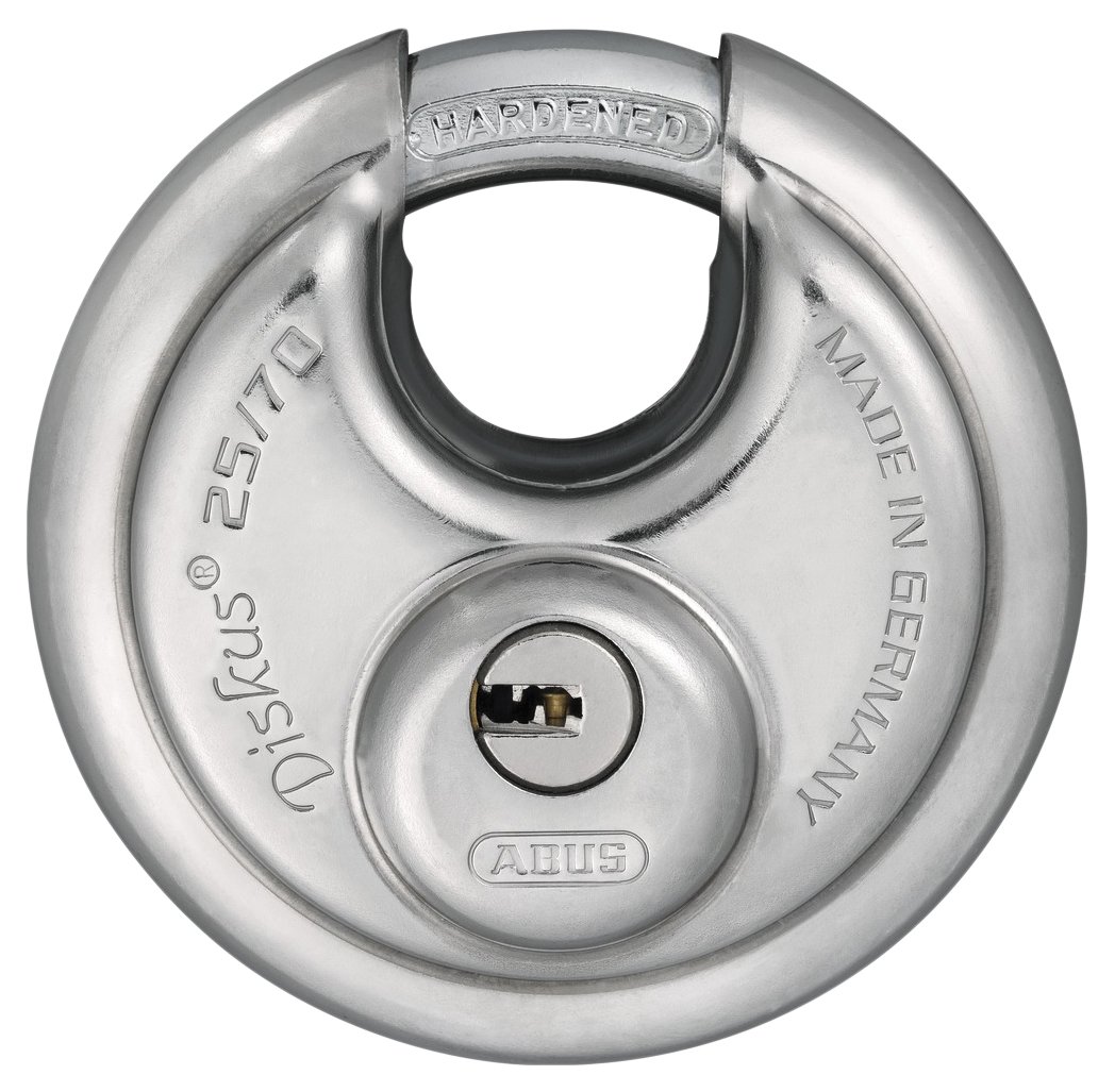 ABUS 25/70 _ 70 mm KA Vorhängeschloss Überfalle Diskus Schlüssel Schlüssel gleich