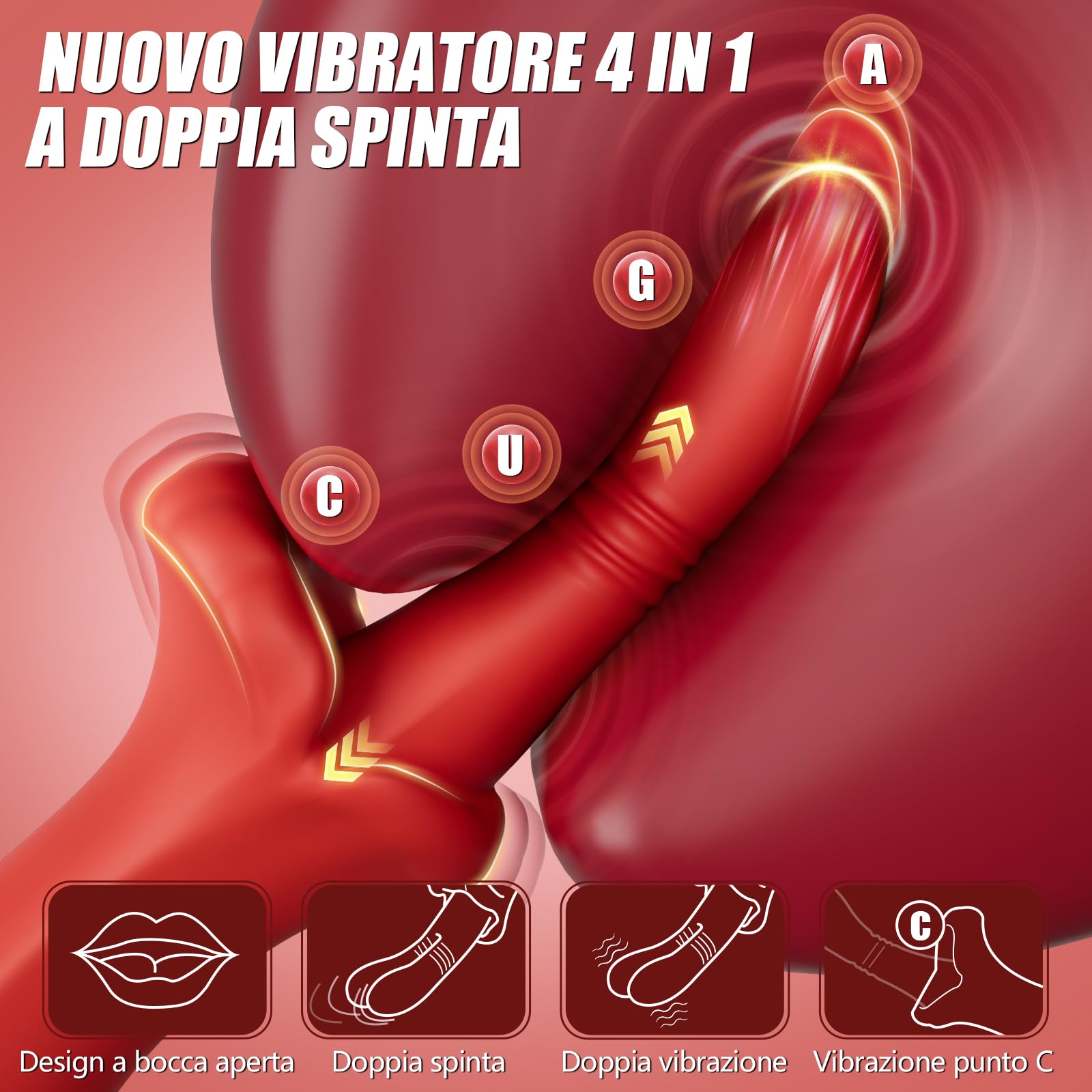 Dildo Vibratoreper Donna Professionale Sex Toys - 4 in 1 Vibratoriper Donne Clotoride con 10 Spinte e Vibrazioni, Stimolatore Clitoride e Punto g Femminile Toys Sessuali per Donna Sexytoysys Coppia