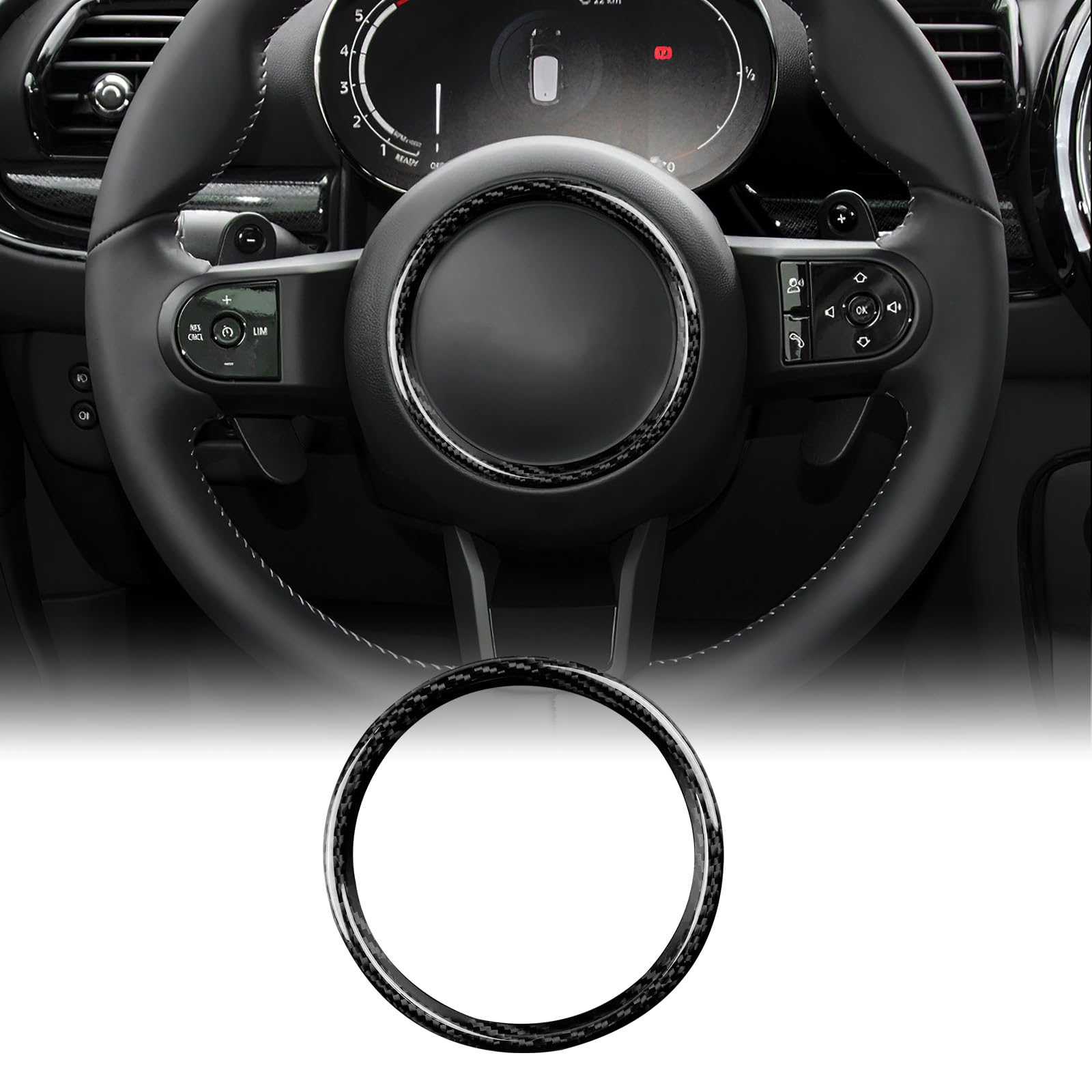 KUNGKIC Copripomello Cambio In Fibra Di Carbonio Per Mini Cooper F54 F55 F56 F57 F60 (2020-2023) | Accessorio Interno Nero