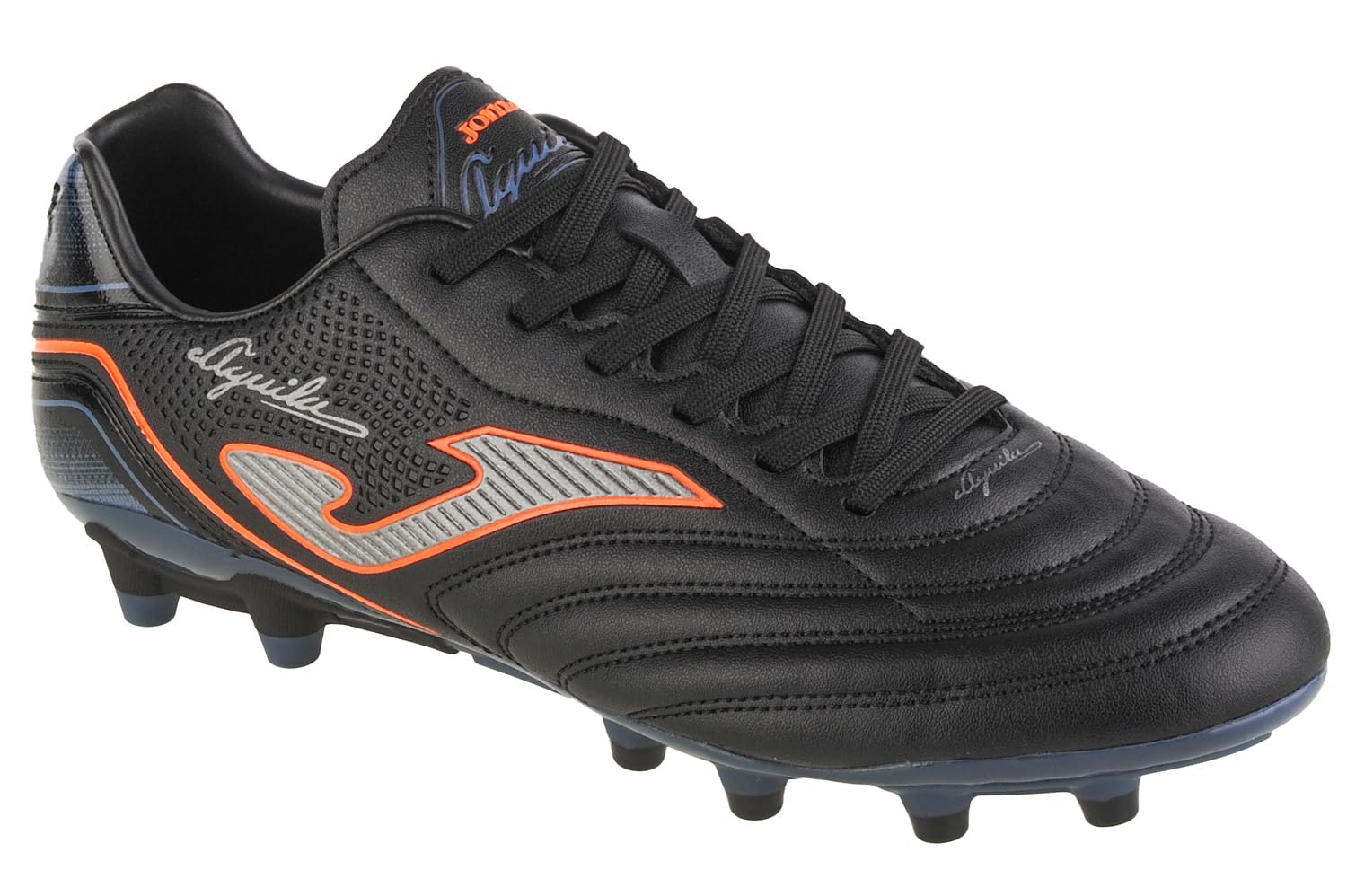 Joma - Firm Ground Soccer Cleats, 7 Lightweight and Durable Upper, Exo Counter Heel Support, Durable Sole with Cleats for Optimal Traction - Classic Design - Aguila Black Blue