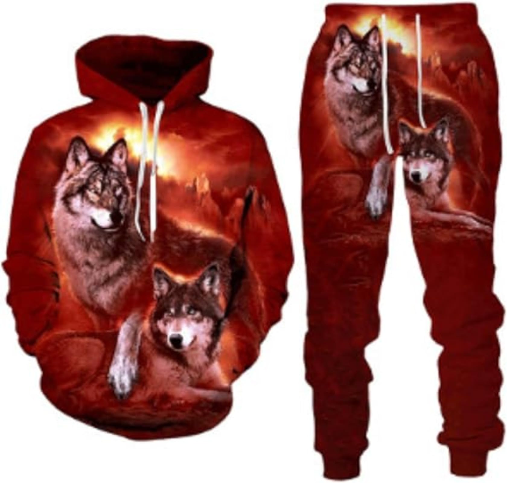Lftegufkxs Men's S20 Tiger Jogging Suit Lion Tracksuit Oversized Tracksuit Hoodie Jogging Bottoms Sports Suit, 6XL