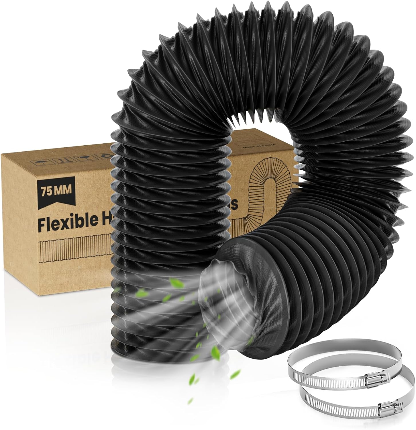 HG Power Diesel Heater Hose, 3" X 8FT Flexible Nylon Duct Exhaust Pipe, 3 Inch Diesel Heater Ducting Accessories for Diesel Heaters, RV, Tent, Truck, Camping