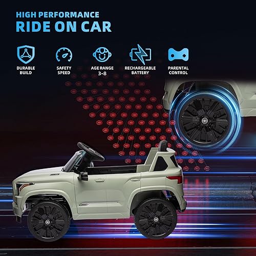 Miniatura 5 de YOFE - Vehículo eléctrico para niños de 12 V, con licencia Sequoia, auto para conducir con MP3Bluethoothluz LEDcontrol remoto parental para edades