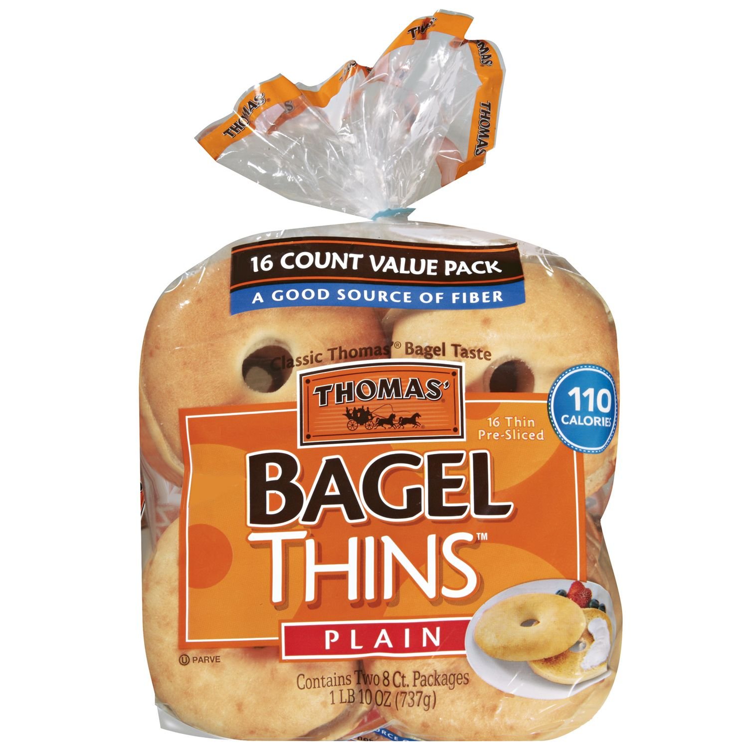 Thomas' Plain Bagel Thins 16 ct. Grocery & Gourmet Food