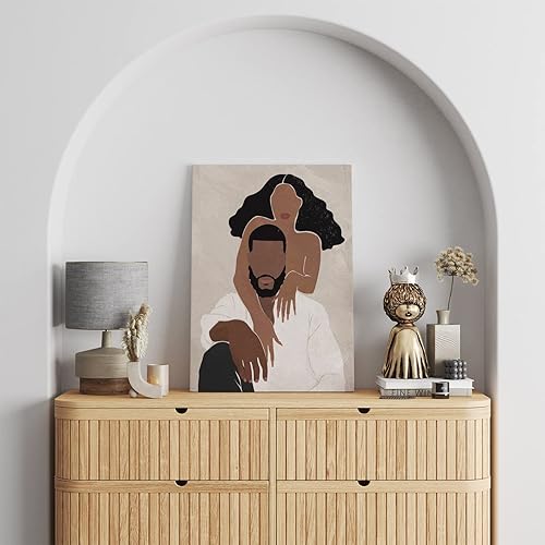 Miniatura 2 de Tuyashua Póster decorativo de pared de pareja negra con marco (11.5 x 15 pulgadas), arte de pared afroamericano, decoración de pared de niña negra