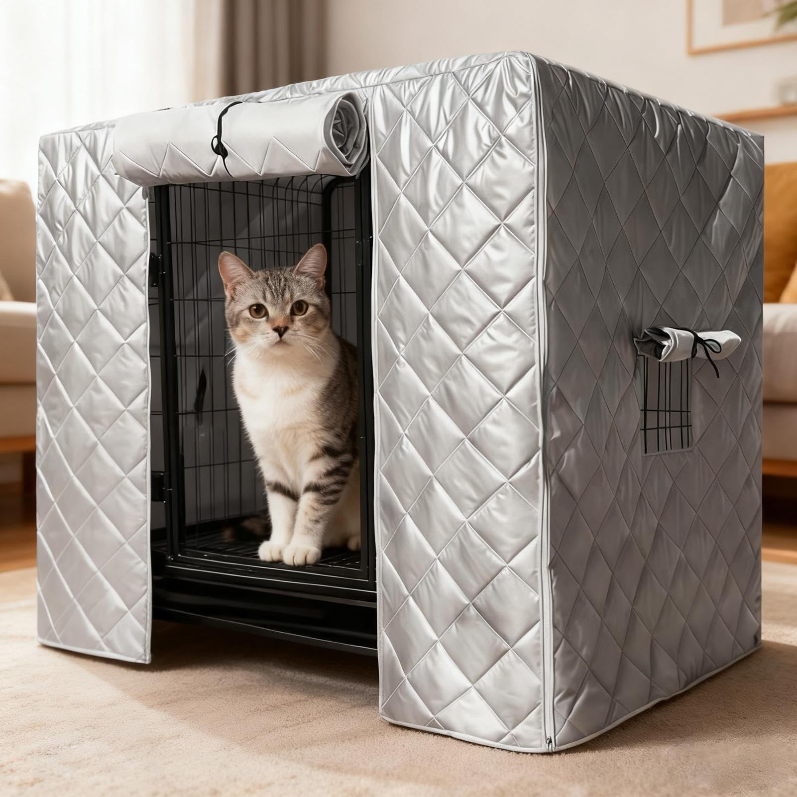 Funda Impermeable Para Caseta De Perro, Ventana Transpirable Y Abertura Frontal. Fabricada En Tela Oxford De Algodón, Para Jardín, Camping, Hogar O Como Accesorio Para La Caseta De Tu Cachorro