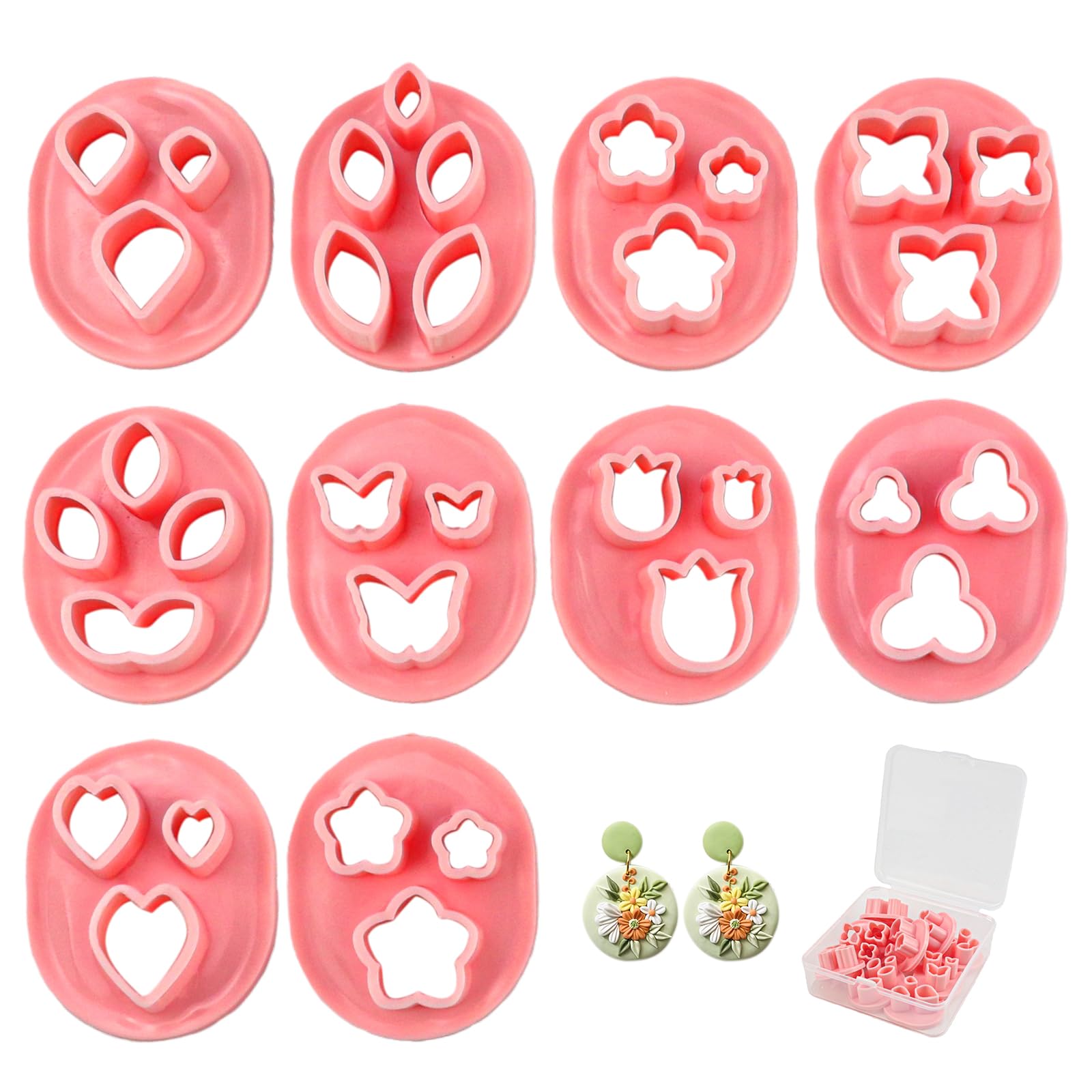 10 Pcs Mini Clay Cutters Floral Leaf Shapes Polymer Heart Polymer Clay Molds Earring Cutters Clay Polymer Kit for DIY Tools Jewelry