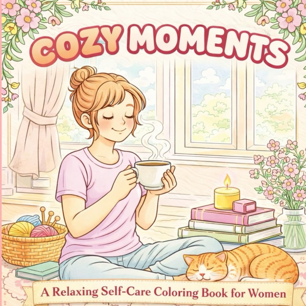 Cozy Moments: A Relaxing Self-Care Coloring Book for Women