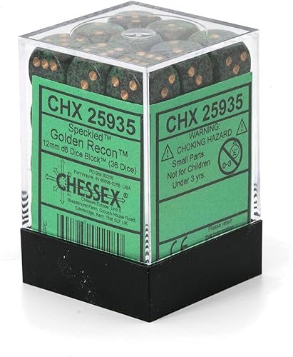 Miniatura 4 de DND - Juego de dados Chessex D&D de 0.472 in, juego de dados poliédricos de plástico dorado moteado, Dungeons and Dragons, incluye 36 dados - D6