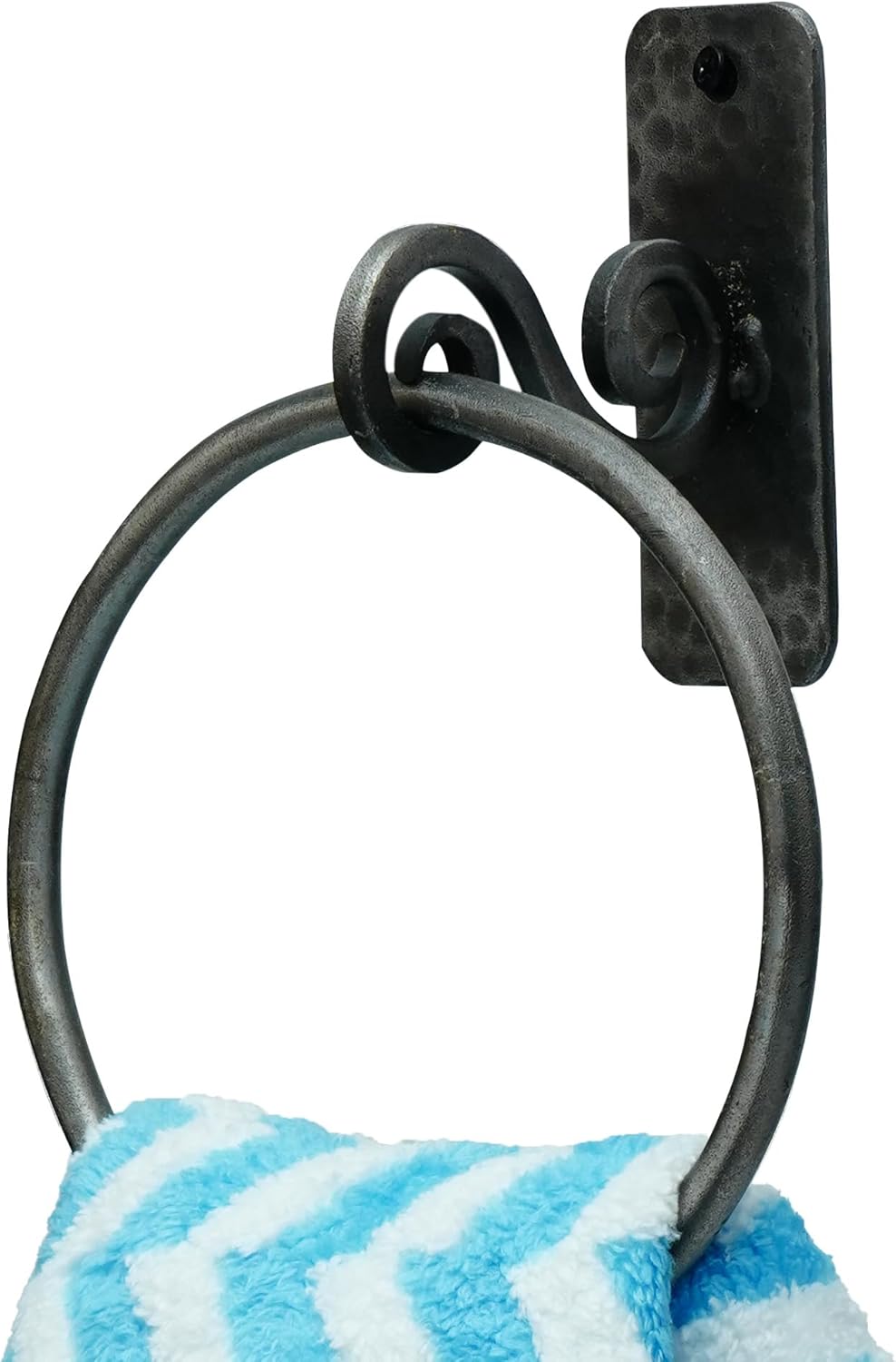 The Metal Magician Round Hand Towel Holder for Bathroom Wall - Kitchen Towel Ring - Aesthetic Design & Heavy Duty Durability - (Spiral Suspension) - (Antique Nickel)