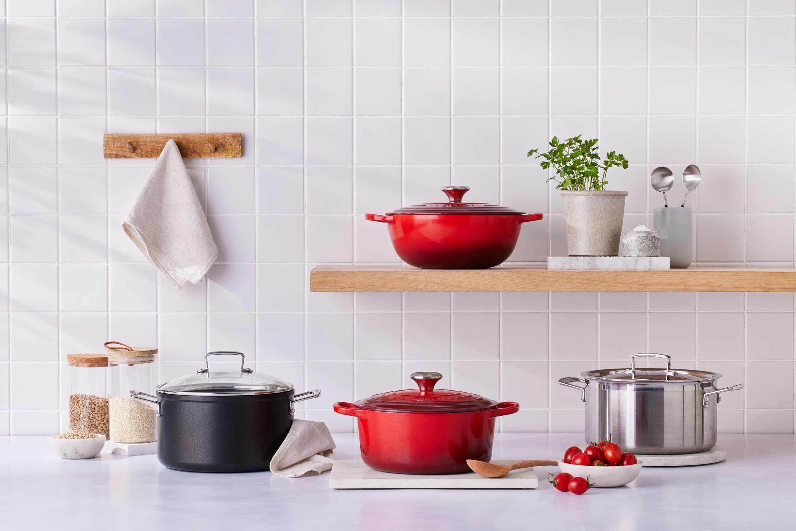 Le Creuset Marmitta Evolution in ghisa vetrificata con Coperchio, diameter 26 cm, Volume 4.1 L, Rosso Ciliegia, 21114260600430