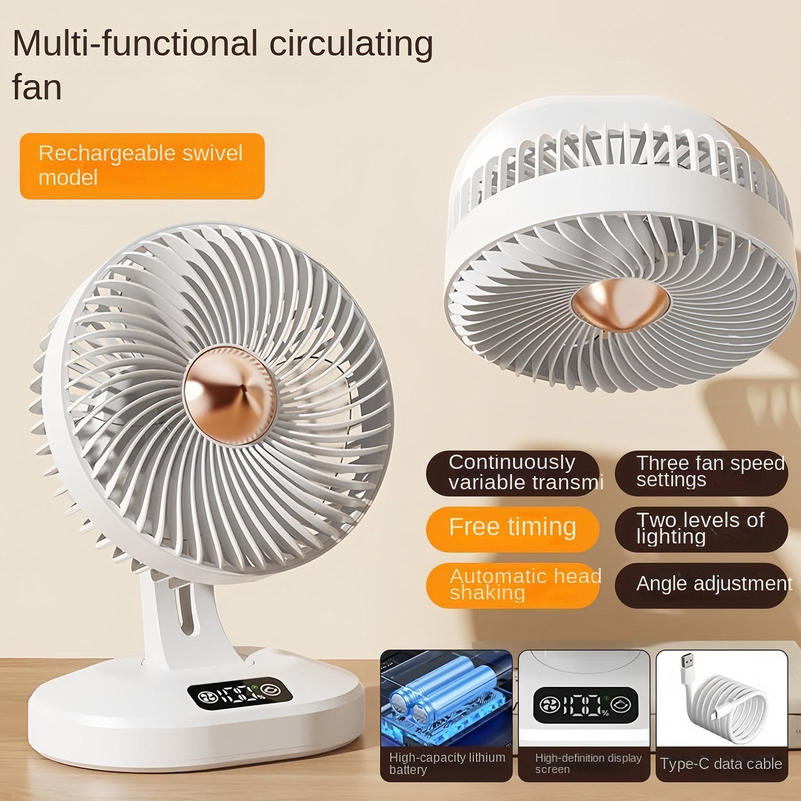 Ventilatore USB Da Scrivania Apparecchio Con Display Digitale Appendibile A