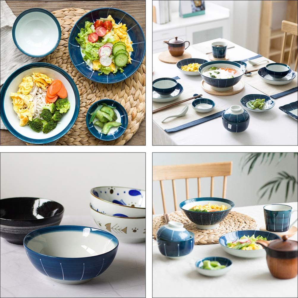 Cuencos de cerámica para Cereales, Cuenco de arroz japonés, Cuenco para Ensalada, Cuenco de Porcelana para Servir, Cuenco para Ramen, Cuenco para Sopa y Aperitivos