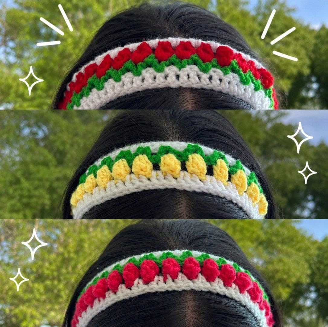 Handmade Crochet Floral Hairband for Women & Girls | Pack of 3 Knitted Hair Bands | Soft Stretch Boho Hair Accessories | Cute Flower Hairband for Daily Wear, College, Festivals, Parties & Gifts-image-35