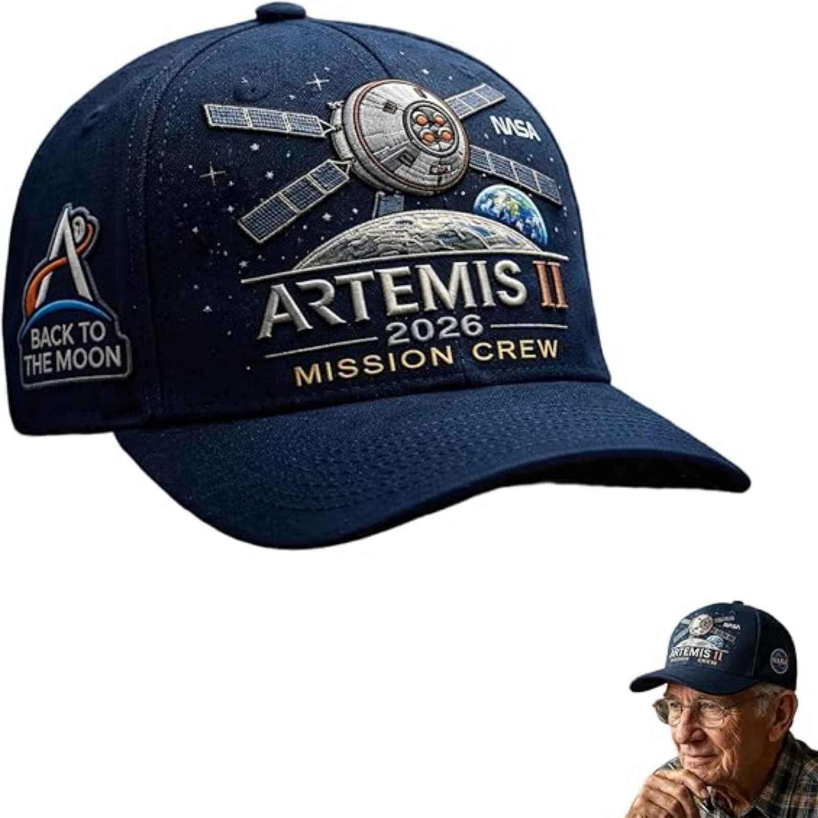 Artemis II Lunar Mission Commemorative Cap, Adjustable Embroidered Baseball Hat for Men & Women, NASA Space Gear