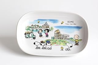 「 PEANUTS スヌーピー 」 世界旅行 ローマ ディナープレート 大皿 楕円 プレート 幅約19×奥行約13cm 電子レンジ 食洗機対応 日本製 888724