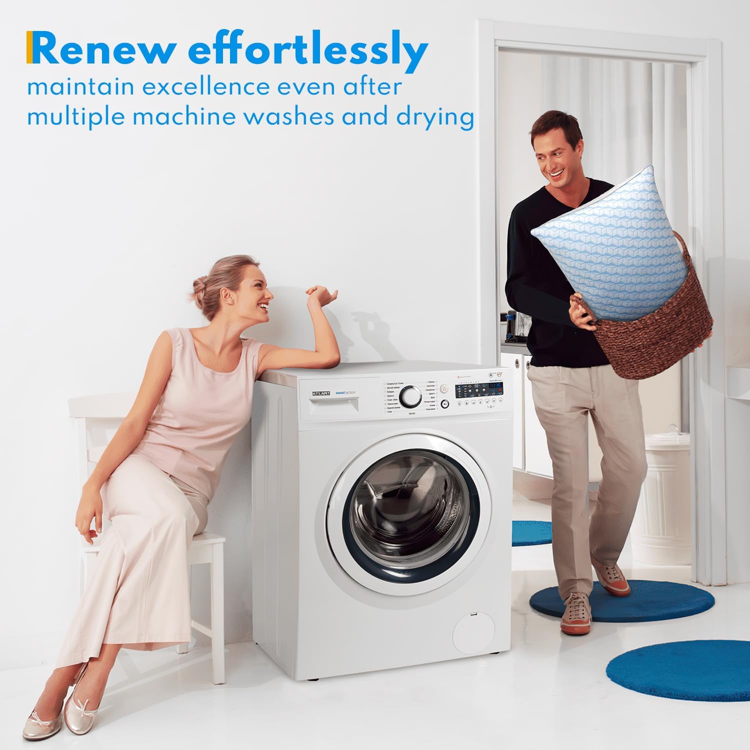 Bed Pillows Queen Size for Sleeping - Cooling Down Alternative Breathable Soft Pillows Set of 2 for Side, Back, and Stomach Sleepers - Hotel Quality Fluffy Microfiber Fill Skin-Friendly