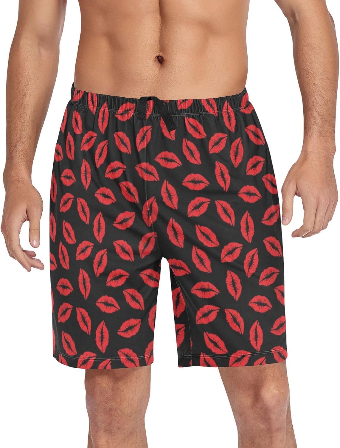 Funny Pattern Men's Pajama Shorts Chic Pajama Bottoms Sleep Shorts Cozy Pjs Pants with Pockets Drawstring S-XXL